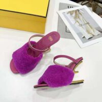 Fendi Women First Purple Sheepskin High-Heeled Sandals (1)