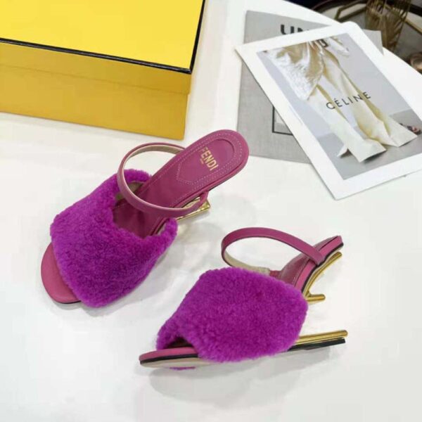 Fendi Women First Purple Sheepskin High-Heeled Sandals (4)