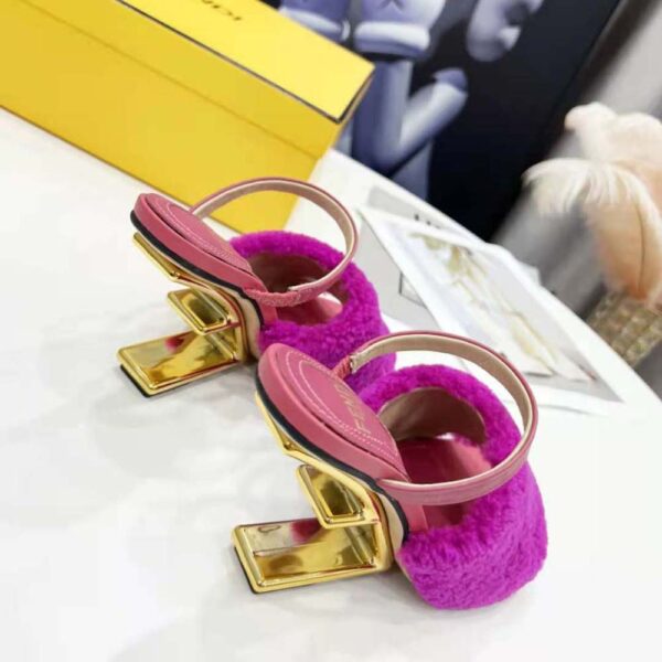 Fendi Women First Purple Sheepskin High-Heeled Sandals (7)