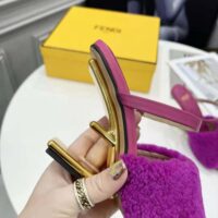 Fendi Women First Purple Sheepskin High-Heeled Sandals (1)