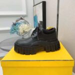 Fendi Women Force Black Leather Lace-ups – Image 4