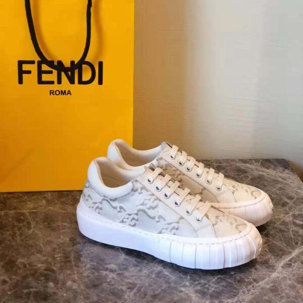 Fendi Women Force White Fabric Low-Top Sneakers (2)