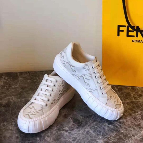 Fendi Women Force White Fabric Low-Top Sneakers (3)