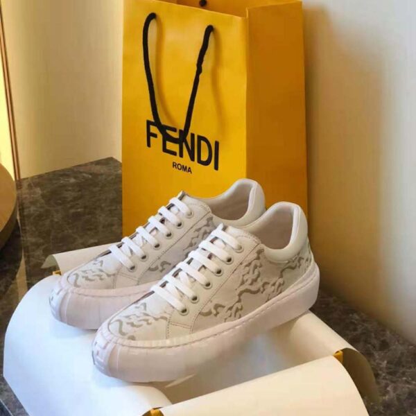 Fendi Women Force White Fabric Low-Top Sneakers (5)