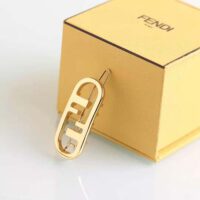 Fendi Women Hair Clip with Fendi O’Lock Motif-Gold (1)