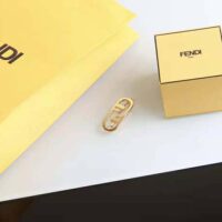 Fendi Women Hair Clip with Fendi O’Lock Motif-Gold (1)