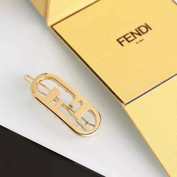 Fendi Women Hair Clip with Fendi O’Lock Motif-Gold (5)