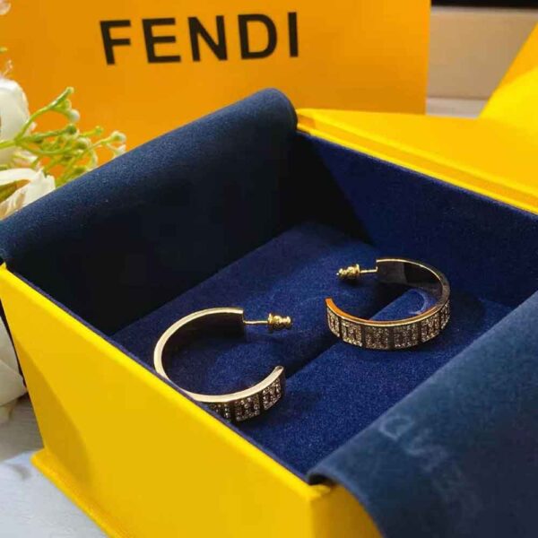 Fendi Women Hoop Earrings with FF Motif Gold-colored (2)