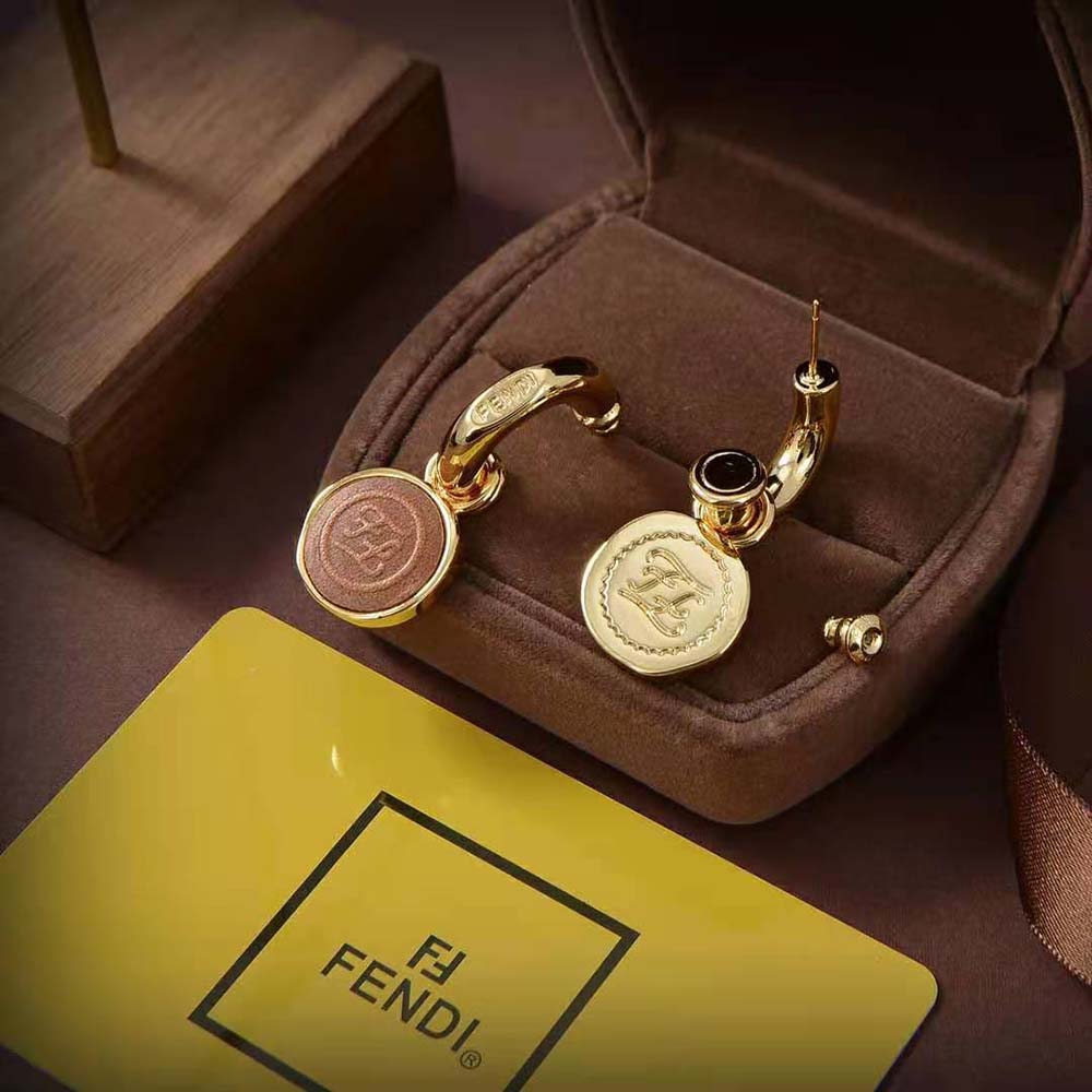 Fendi by Marc Jacobs Forever Fendi Circular Earrings Gold-Colored Earrings  in Bronze with Gold-tone - US