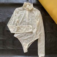 Fendi Women Long-Sleeved Crew-Neck bodysuit White Tulle Body (1)