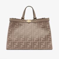 Fendi Women Medium Peekaboo X-Tote Gray Canvas Bag