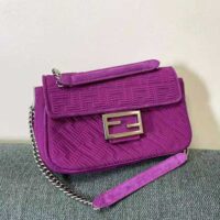 Fendi Women Midi Baguette Chain FF Fabric Bag-purple (1)