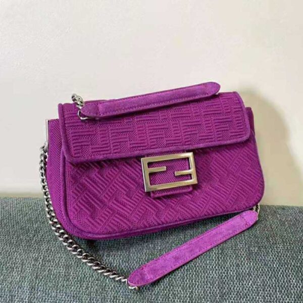 Fendi Women Midi Baguette Chain FF Fabric Bag-purple (2)