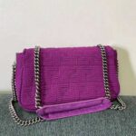 Fendi Women Midi Baguette Chain FF Fabric Bag-Purple - Image 3