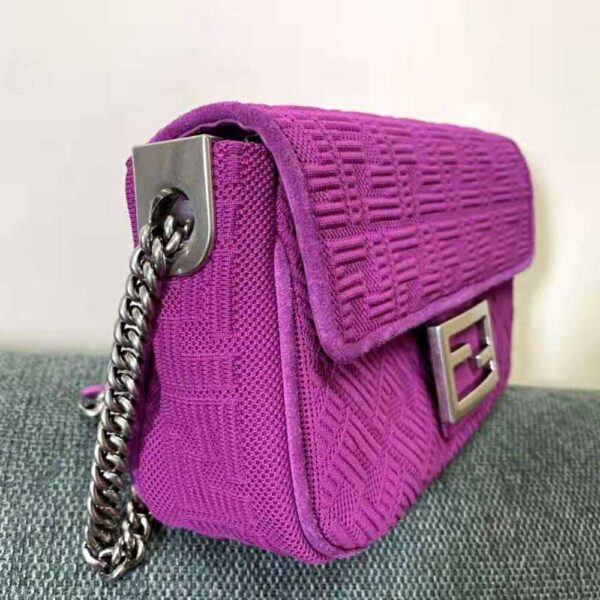 Fendi Women Midi Baguette Chain FF Fabric Bag-purple (4)