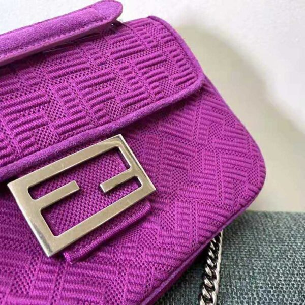 Fendi Women Midi Baguette Chain FF Fabric Bag-purple (5)