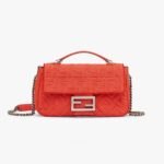Fendi Women Midi Baguette Chain FF Fabric Bag-Red