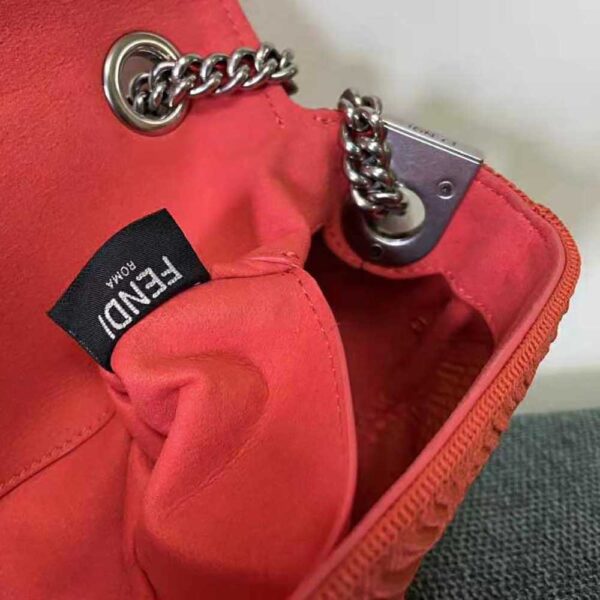 Fendi Women Midi Baguette Chain FF Fabric Bag-red (10)