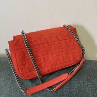 Fendi Women Midi Baguette Chain FF Fabric Bag-red (1)