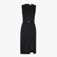 Fendi Women Midi-Length Sheath Black Pique Jersey Dress (1)