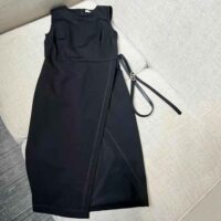 Fendi Women Midi-Length Sheath Black Pique Jersey Dress (1)