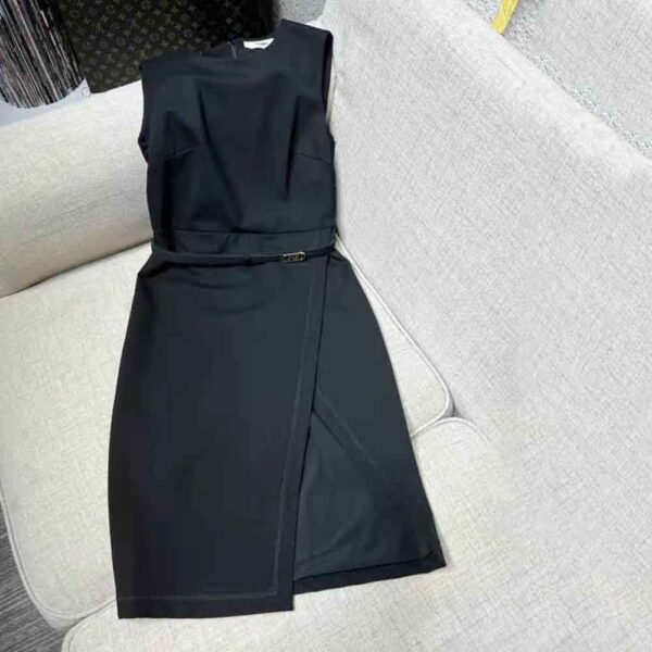 Fendi Women Midi-Length Sheath Black Pique Jersey Dress (5)