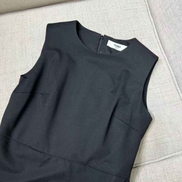 Fendi Women Midi-Length Sheath Black Pique Jersey Dress (6)