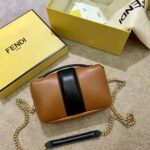 Fendi Women Mini Baguette Chain Brown and Black Nappa Leather Bag - Image 3