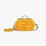 Fendi Damen Mini-Kameratasche Gelbe Mini-Tasche aus Leder und Wildleder