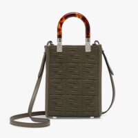 Fendi Women Mini Sunshine Shopper FF Fabric Mini-Bag-green (1)