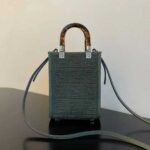 Fendi Women Mini Sunshine Shopper Green FF Fabric Mini-Bag - immagine 2