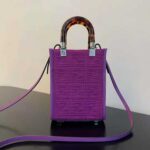 Fendi Women Mini Sunshine Shopper Purple FF Fabric Mini-Bag - immagine 2
