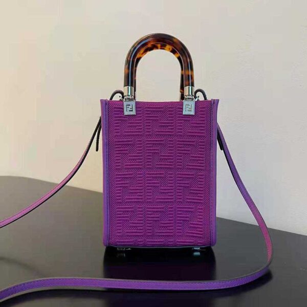 Fendi Women Mini Sunshine Shopper FF Fabric Mini-Bag-purple (2)