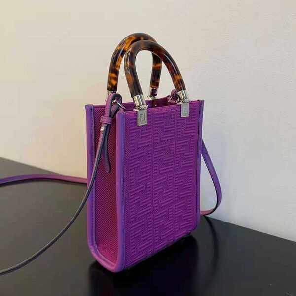 Fendi Women Mini Sunshine Shopper FF Fabric Mini-Bag-purple (3)