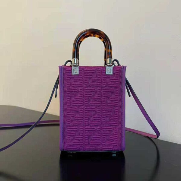 Fendi Women Mini Sunshine Shopper FF Fabric Mini-Bag-purple (4)