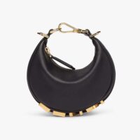 Fendi Women Nano Fendigraphy Black Leather Charm (1)