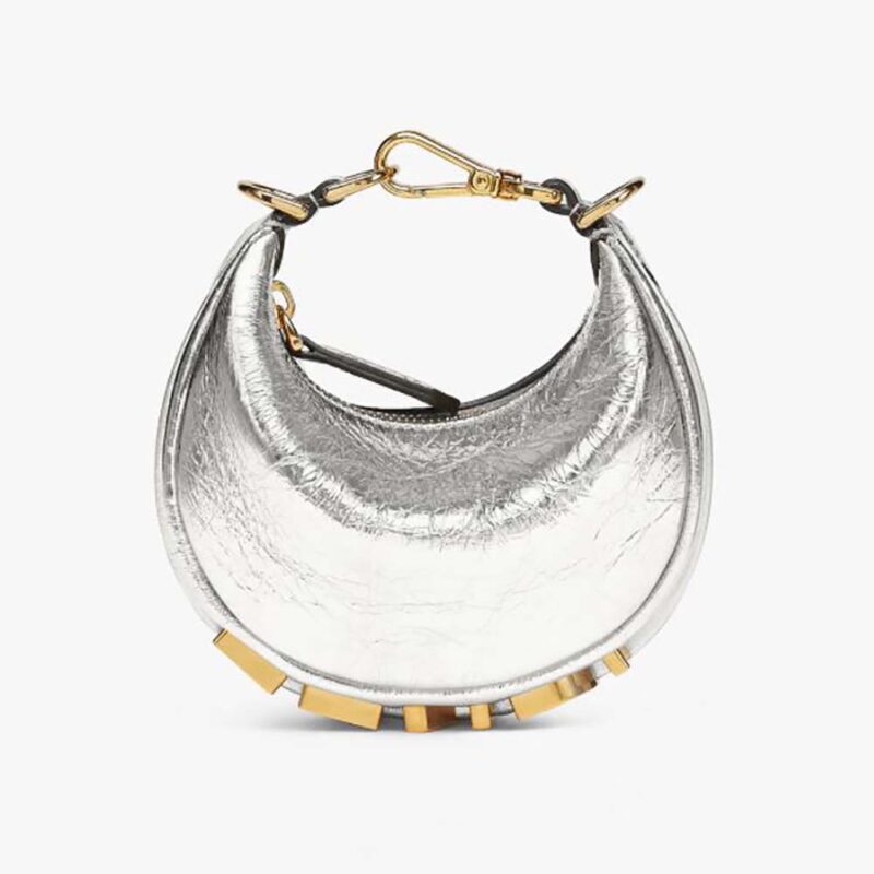 Fendi Dam Nano Fendigraphy Silver Läderberlock