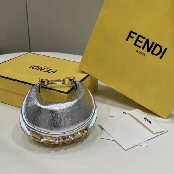 Fendi Women Nano Fendigraphy Silver Leather Charm (2)