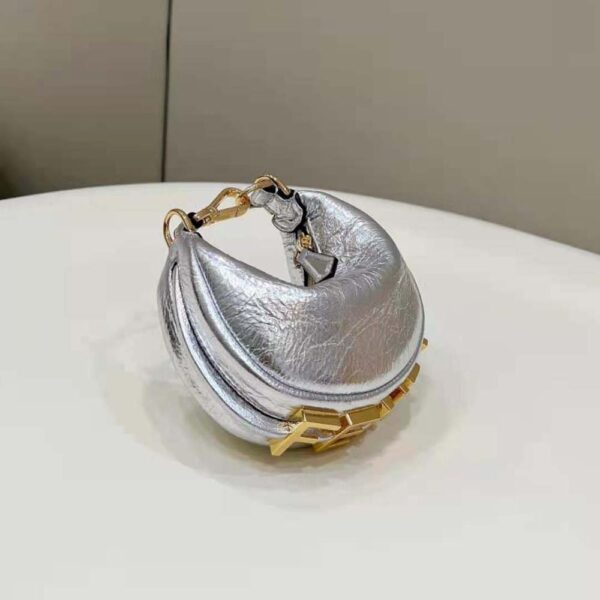 Fendi Women Nano Fendigraphy Silver Leather Charm (5)