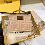 Fendi Women Nano Peekaboo Charm Beige Wool Charm-Pink – Image 2