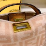 Fendi Women Nano Peekaboo Charm Beige Wool Charm-Pink – Image 9