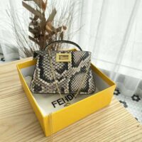 Fendi Women Nano Peekaboo Charm Brown Python Charm (1)