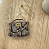 Fendi Women Nano Peekaboo Charm Brown Python Charm (1)