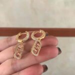 Fendi Women O Lock Earrings Gold-Colored Earrings in Bronze and Zircon – Image 5