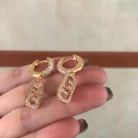 Fendi Women O Lock Earrings Gold-Colored Earrings in Bronze and Zircon (1)