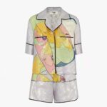 Fendi Women Pajama Set Multicolor Silk Pajama Set-White