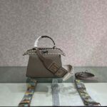 Fendi Women Peekaboo Iconic Mini Full Grain Leather Bag-Brown - Image 2