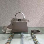 Fendi Women Peekaboo Iconic Mini Full Grain Leather Bag-Brown - Image 4