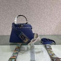 Fendi Women Peekaboo Iconic Mini Full Grain Leather Bag-navy (1)