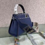 Fendi Women Peekaboo Iconic Mini Full Grain Leather Bag-Navy - Image 5